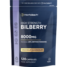 Bilberry Extract 8,000mg | High Strength 25% Anthocyanidins | 120 Vegan Capsules | Vaccinium Uliginosum | Resealable & Recyclable Pouch | Horbaach