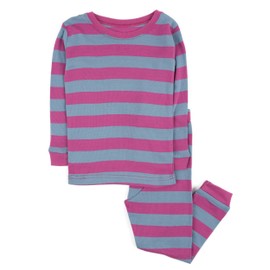 Leveret Boys Girls Kids Striped Two Piece Cotton Pajamas Purple & Denim Size 14 Years
