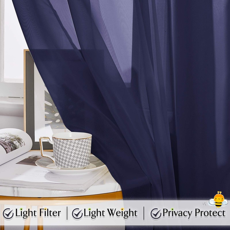RYB HOME Sheer Curtains Scarf - Long Windows Valance for