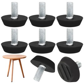 Jiozermi 8 Pcs Furniture Levelers M6 x 11mm Table Leg Levelers, Levelling Foot Screw on Furniture Adjuster Mini Adjustable Feet for Furniture Legs Patio Furniture Feet - Black