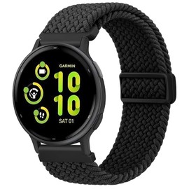 Strectchy Strap for Garmin Vivoactive 5 / Vivoactive 3 Music/Venu Sq/Venu Sq 2 Music/Vivomove Sport/Vivomove Trend, Nylon Sports Replacement Band (Black)