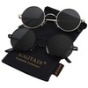 KALIYADI Round Polarized Sunglasses for Men Women Retro Metal Hippie