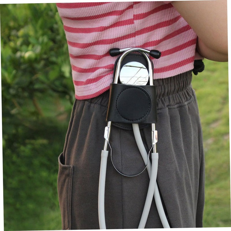 Ciieeo 2pcs Leather Stethoscope Holder Clip Portable Stethoscope Protector for