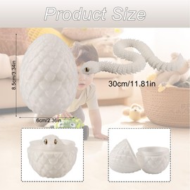 Joycabin 3D Printed Snake Toy, Easter 3D Printed Dragon Egg Snake Eggs, Easter Snake Eggs, 3D Printed Animals Toy for Children, Gifts, Desk, Home Decor (White)
