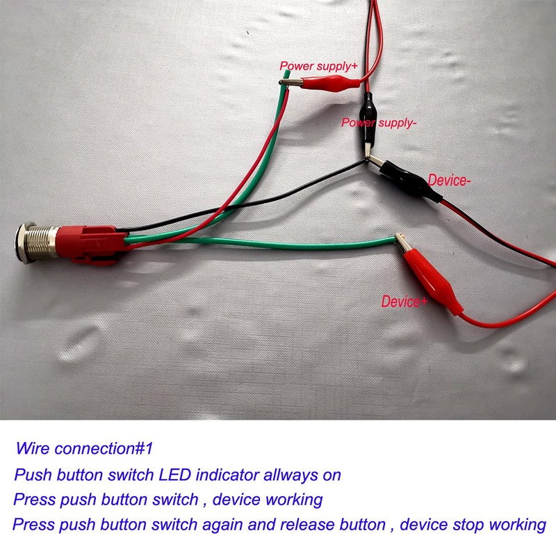 GUUZI 12V-24V/15A Self-Locking Push Button Switch NO Waterproof Green LED