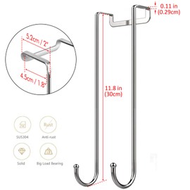 Lunmore Over The Door Hook Length 11.8 inch Heavy Duty Door Hanger for Home Kitchen Office