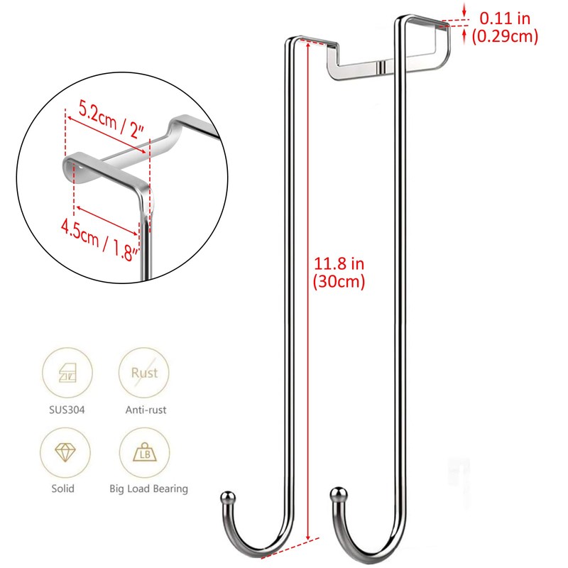 Lunmore Over The Door Hook Length 11.8 inch Heavy Duty