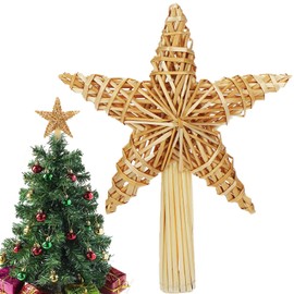 Christmas Tree Topper Star Topper, 20 x 30.5 cm, Large Straw Star, Christmas Tree Topper Star Made of Natural Straw, Tree Topper Star, Christmas Handmade for Christmas Tree Decorations
