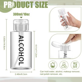 Layhit 1 Pcs 10 oz Alcohol Pump Dispenser Bottle Alcohol Dispenser Push Down Liquid Dispenser Clear Empty Pumping Bottle Refillable Cosmetic Container for Personal, Salon, Nail Care, Hospital Use