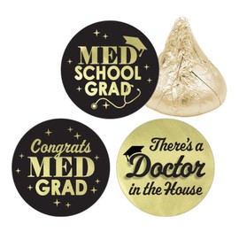 Medical School Graduation Party Favor Chocolate Kisses Candy Stickers, MD Doctor Graduation Decorations - 180 Count, There's a Doctor in The House Stickers