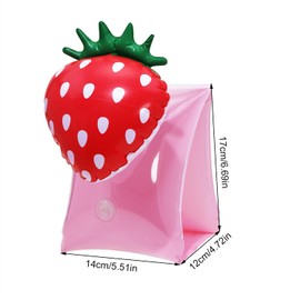Swim Arm Floats Penta Angel 2Pcs PVC Cute Cartoon Inflatable Arm Band Flotation Sleeves Tubes Blow Up Water Rings for Summer Outdoor Swimming Pool Beach Party (Strawberry)
