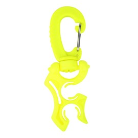 Diving Hose Clip 1 Twin BCD Low Pressure Hose Holder Bracket Support with Twist and Carabiner Hook Buckle, yellow