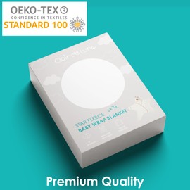 Clair de Lune | Star Fleece Baby Wrap Blanket | Swaddle | Great for Travel Strollers, Prams and Car Seats | 0-6 Months – (Oatmeal)