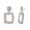EVER FAITH Rhinestone Rectangle Clip-On Earrings Geometric Statement Drop Earrings