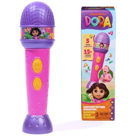 Dora, Rainforest Rhythms Microphone with Music, Sound Fx & Bilingual Phrases, Kids Toys for Girls & Boys Ages 3 and Up