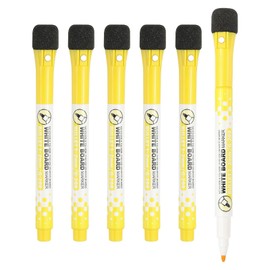 PATIKIL Magnetic Whiteboard Pen, Fine Tip Dry Erase Yellow White Board Markers with Eraser Whiteboard Calendar Supplies for Classroom Office, 6 Pcs, 1-2mm Tip