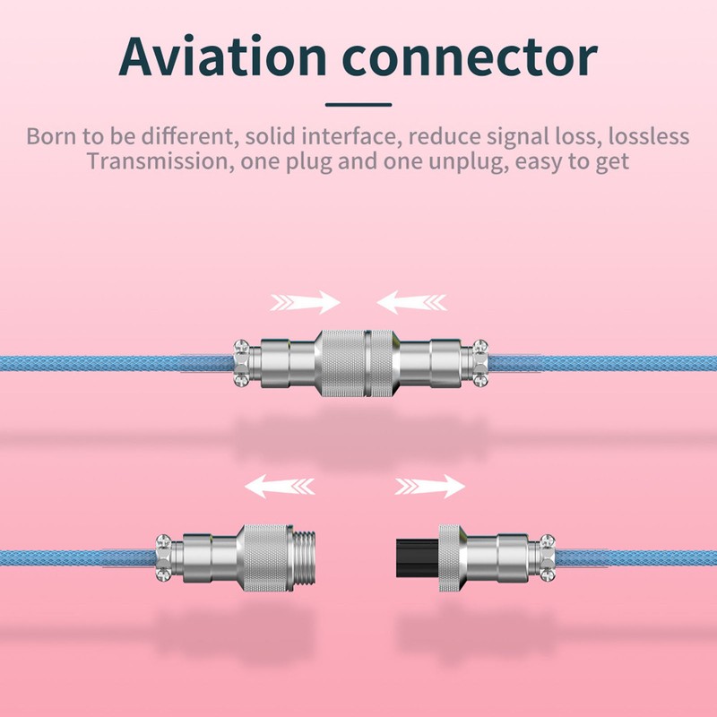 Mechanical Keyboard Cable Double Sleeve Custom Coiled with Detachable Metal