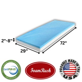 FoamRush  29" x 72" Cool Gel Memory Foam Upholstery Seat Cushion Medium Firm USA - 5" x 29" x 72" Gel + HD