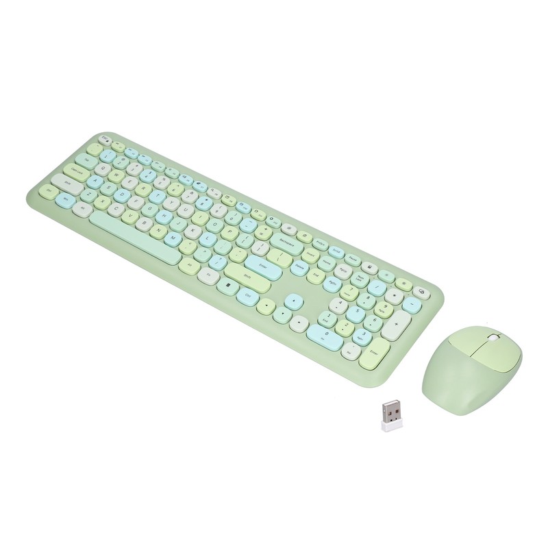 Keyboard Mouse Combo 2.4G Retro Multi Color Mute Cover Wireless