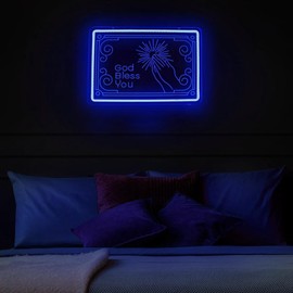 FUENDKF God Bless You Neon Signs for Wall Decor Dimmable God Bless Baptism Neon Light Signs USB Power for Home Church School Prayer Wedding Birthday Party Decoration