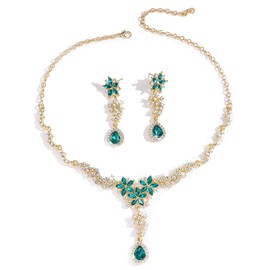 XFSRG Jewellery Sets for Women Elegant Diamond Studded Necklaces and Earrings Set Gold and Silver Jewellery Set for Weddings Bridal Jewellery and Daily Life, Alloy Steel