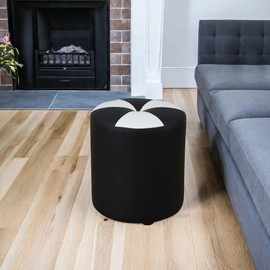 NicBex Ottoman Foot Rest Upholstered Faux Leather Foot Stools Ottoman Round Ottoman Foot Stool with Color Blocking Design for Living Room, Bedrooms and Apartment, Black and White