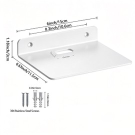 6 Inch White Floating Wall Shelf, Rustproof Aluminum Alloy Wall Mounted Storage Shelf for Bathroom, Kitchen, Bedroom, Living Room Decor