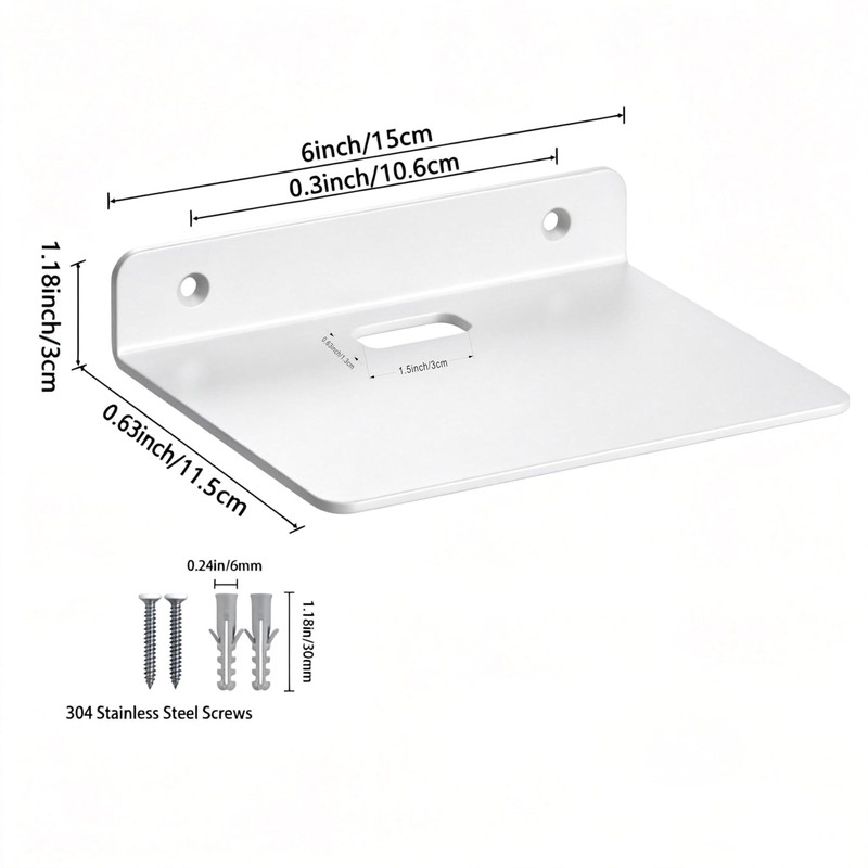 6 Inch White Floating Wall Shelf, Rustproof Aluminum Alloy Wall