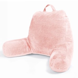 Sasttie Reading Pillow for Sitting in Bed Adult, Velvet Back Pillow for Bed Sitting Up, Backrest Back Support Chair Pillow, College Dorm Essentials for Girls and Boys, Peach