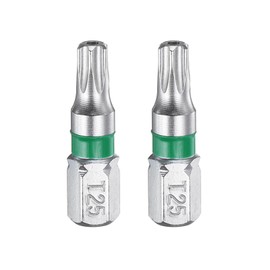 sourcing map 2pcs Torx Screwdriver Bit T25H 1/4" Hex Shank 25mm/1" Length Magnetic Star 6 Point Head Hex Bits S2 Steel Electric Screw Driver Bit with Hole Torx Head