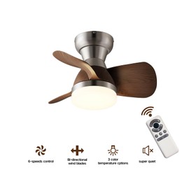 Myleoron 20 Inch Ceiling Fan with Light，3 Blades，Silver with Light with Remote Control Small Ceiling Fan ， Suitable for Living Room, Dining Room，Bedroom