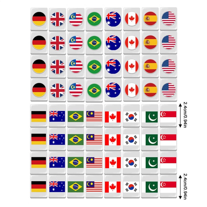 Mahjong Sets, 64X National Flag Mahjong, Table Card Playset Portable