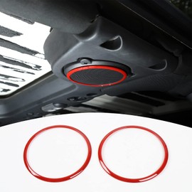 Red ABS Car Roof Sound Speaker Cover Trim Stickers Interior Decoration Accessories for Jeep Wrangler 2008-2014