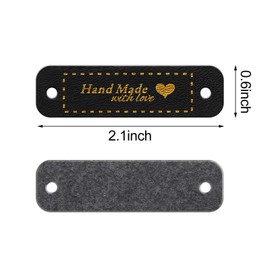 WILLBOND 30 Pcs Leather Tags for Crochet Items PU Leather Labels Handmade Items Crochet Tags for Handmade Knit Accessories with Holes DIY Crafts Sewing Knitting(Brown, Black, White)