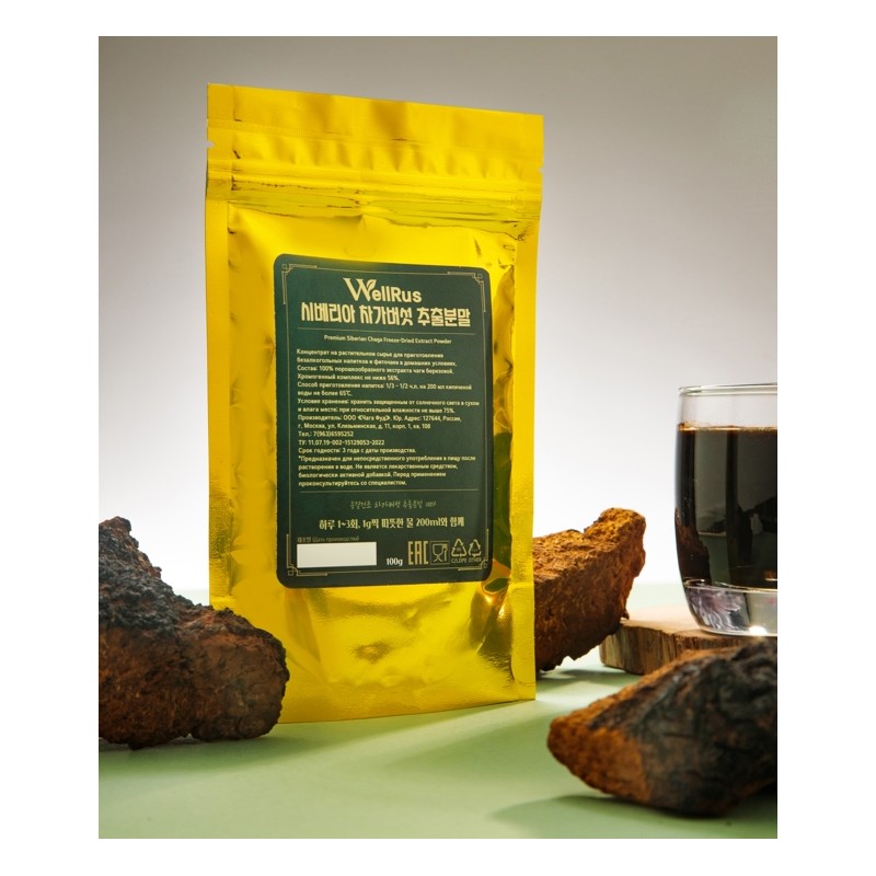 [Good Mushrooms] Siberian Chaga Mushroom Extract Powder, Economical 100g /