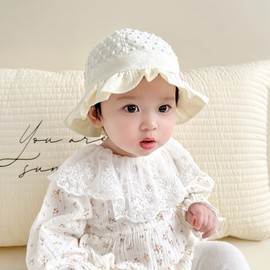 Cute Baby Girl's Flower Hat (6-24 Months) - Spring/Autumn Western-Style Bonnet (43-48Cm)/Crm240100 Pink Small Polka Dot Bucket Hat 3ea