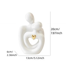 Couple Statue,Figure Statue for Home Decorations,Hugging Couple Figurines, Modern Romantic Sculptures for Living Room Bedroom Office Decor,Gift for Anniversary Valentine Birthday (White Gold M)