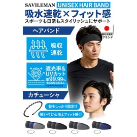 [Blackproof/UV tested x Japanese brand] Hair band, Men's Headband, Women's Turban, Face Washing, Hair Clip, Hair Band, Sports, Sweatproof, Bathtub, Running (Black x 2, Heather Gray x 1, Headband)