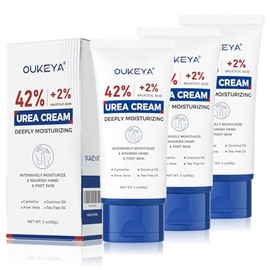 OUKEYA Crema de urea 42 por ciento con tubo de ácido salicílico al 2 % de 3 onzas, crema para pies y manos para agrietado seco, paquete de 3