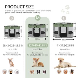 Rest-Eazzzy Dog Playpen, Foldable Kitten Playpen for Medium Dogs, Portable Pet Puppy Playpen with Removable Shade Cover, Indoor Outdoor Travel Camping Use for Small Pets with Carrying Case (S, Green)