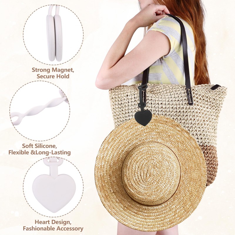 6Pcs Hat Clips for Travel on Bag Heart Shaped Silicone