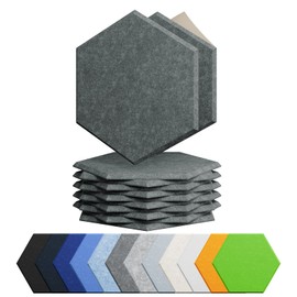 Amantech 12 Pack Acoustic Panels Self Adhesive Sound Proof Foam, High Density Sound Acoustic Foam Panel, 12X10.23X0.4 Inch Hexagon Wall Panels in Home,Office,Reccording Room,Studio(Moonlight Grey)