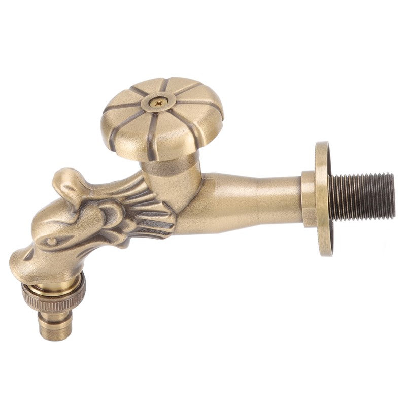 Antique Faucet G1/2 Engraved Brass Vintage Bronze Horse Shape Hanging