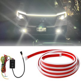 KEEPDSGN For Honda Ridgeline Car LED Hood Light Strip with DRL White & Amber Turn Signal
