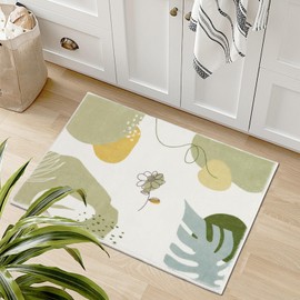 TUKDAK Green Door Mats Indoor Washable,Small Doormats,Soft Low Pile Faux Wool Front Door Mat,Non-slip Entrance Rug,Boho Botanical Print Floor Mat,Floor Carpet Kitchen Laundry Bedroom(Green, 40x60cm)