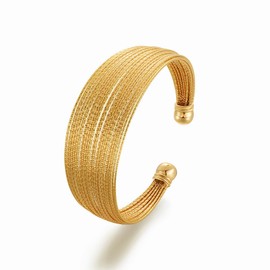 Jewlure Women's Cuff Bracelet, Surface 18K Gold-Plated Treatment, Multi-Layer Temperament Wide-Rimmed Bracelet, Suitable For Gifts For Women
