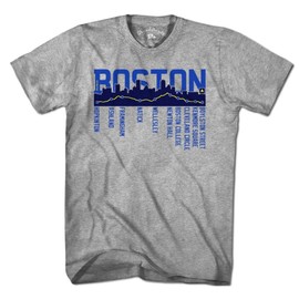 Chowdaheadz Boston Skyline Run Route T-Shirt - Unisex Vintage Tee Soft Cotton Blend