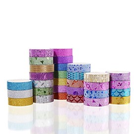 Juego de 30 rollos de cinta adhesiva washi, colección de cintas decorativas para manualidades para manualidades y envolver regalos con diseños y patrones coloridos