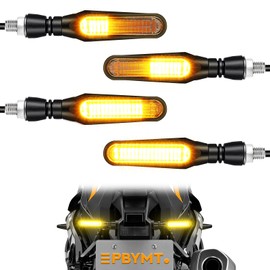 PBYMT Flowing LED Motorcycle Turn Signals 12V Super Bright Universal Sequential Front Rear Turn Signal Lights Waterproof IP67 fit for Harley Honda Yamaha Triumph (4 PCS)