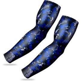 Sports Compression Arm Sleeves for Men & Women - Youth, Kids Arm Sleeve Baseball - Volleyball Sleeves & Basketball Sleeve - Color: Cobalt Camo, Size: Adult Large